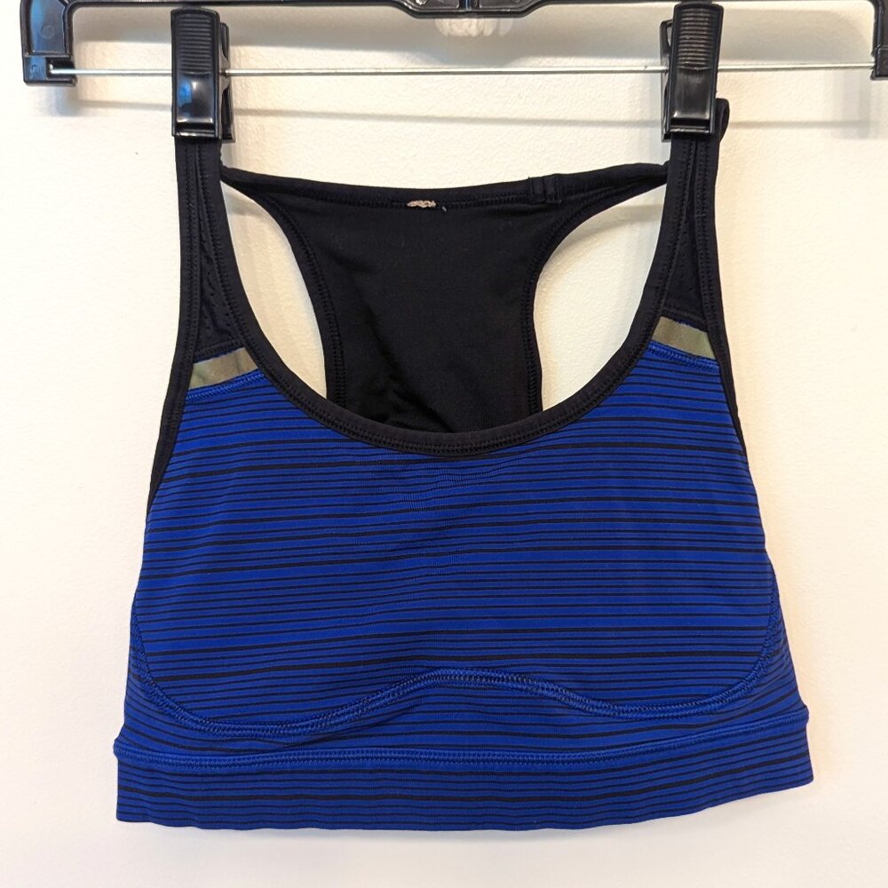 Lululemon Purple & Black Striped Sports Bra